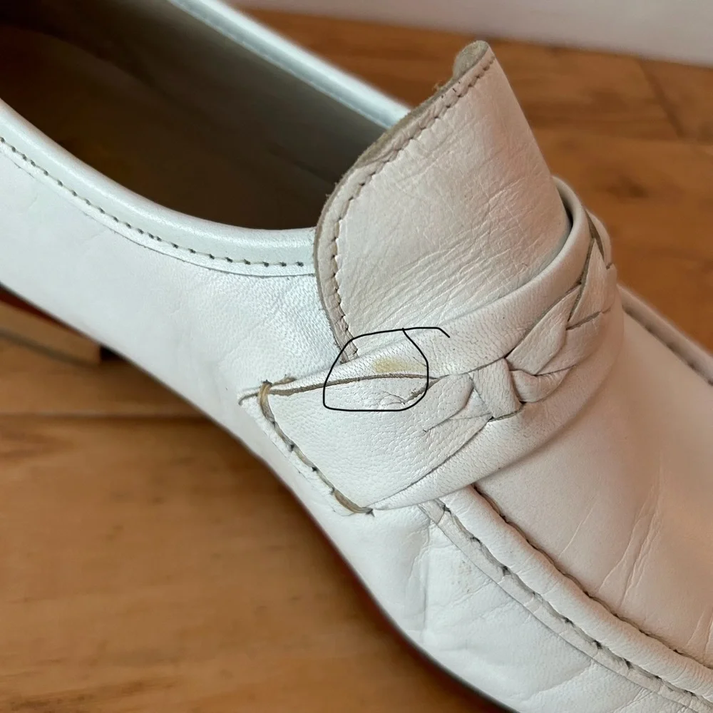 Stafford White Leather Loafer 11 EEE Slip On Shoe